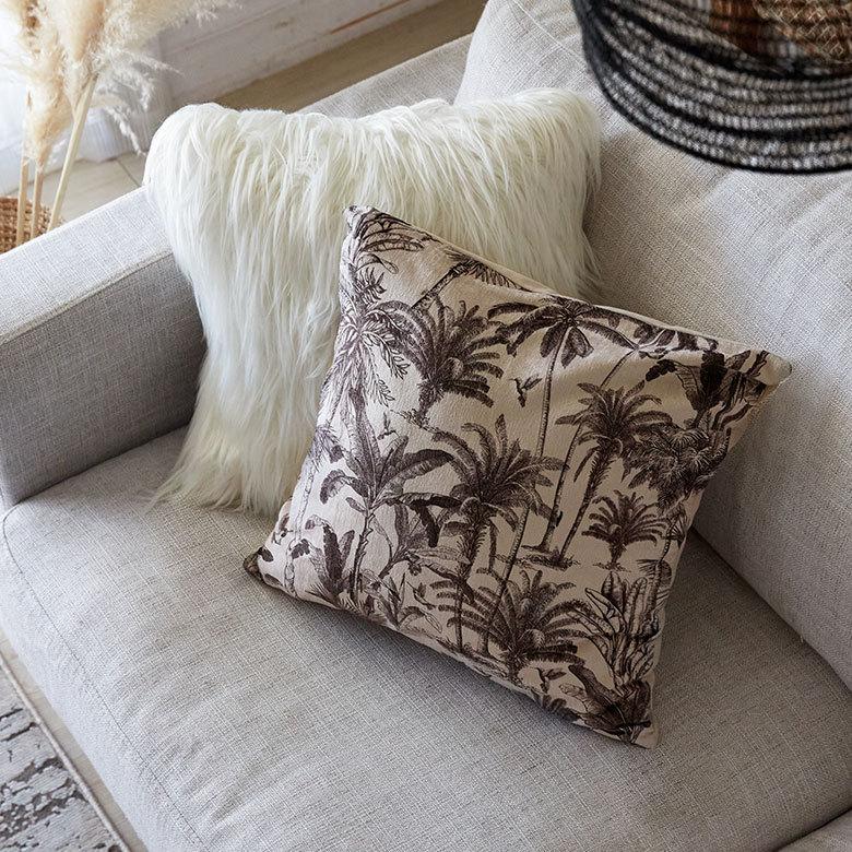 メール便対応 クッションカバー パームツリー柄 45×45cm 正方形 綿混 コットン   腰当て インテリア ファブリック ハワイ 66203 | ブランド登録なし | 15