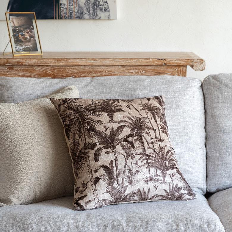 メール便対応 クッションカバー パームツリー柄 45×45cm 正方形 綿混 コットン   腰当て インテリア ファブリック ハワイ 66203 | ブランド登録なし | 04