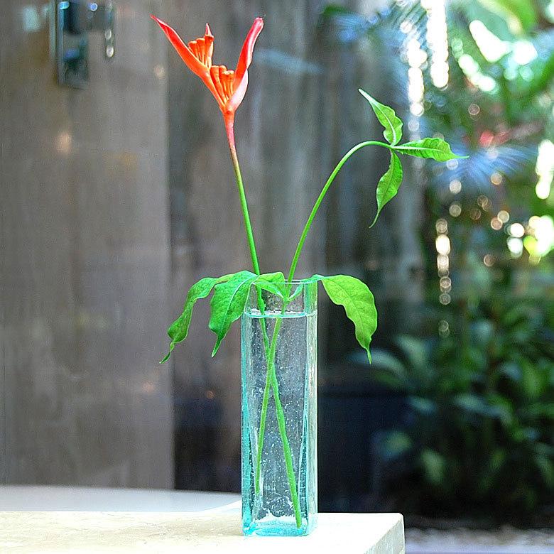 一輪挿し 花瓶 クリア ミント 約 W 4cm D H 15cm フラワーベース 一輪