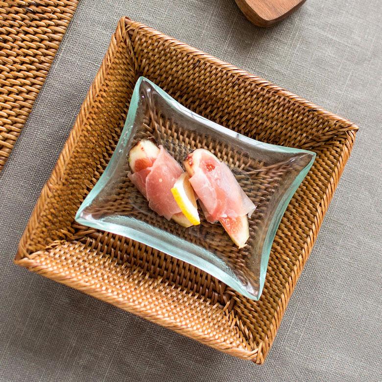 アジアン雑貨 ガラスで出来た四角いガラスプレート 食器 ガラス 皿 トレイ プレート 四角 デザート トレー 小物入れ アクセサリートレイ 石鹸トレイ 66315 | ブランド登録なし | 03