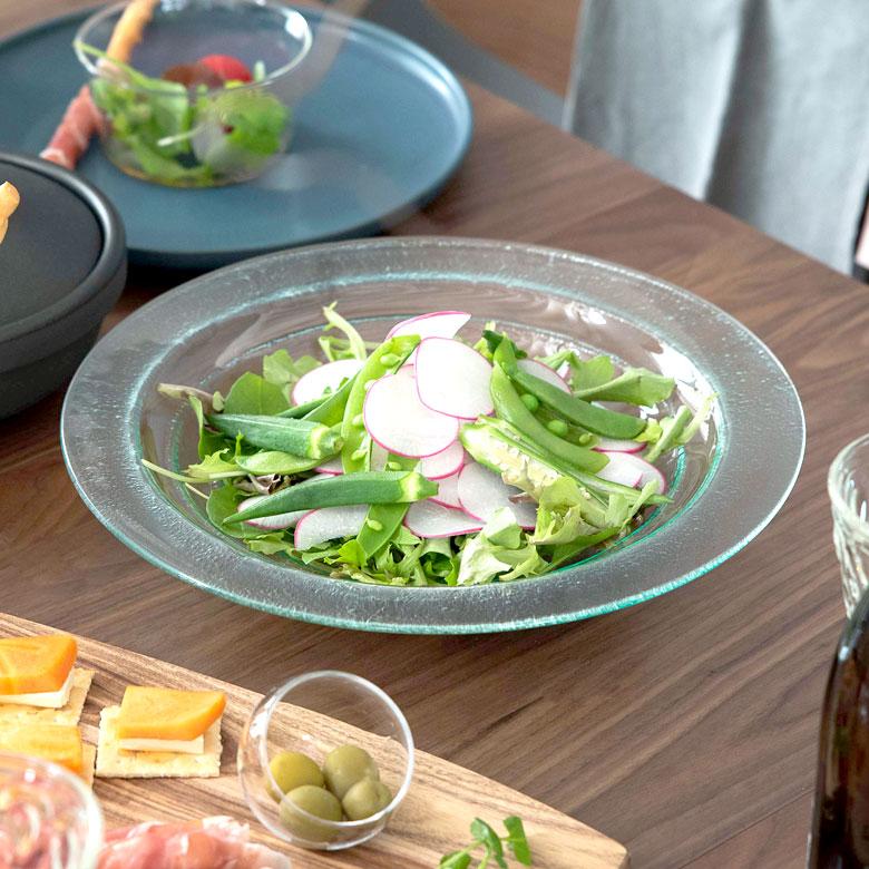 ガラスのプレート バブルタイプ Lサイズ 食器 ガラス 皿 おしゃれ プレート 丸皿 デザート 前菜 トレー デコレーション アジア雑貨 アジアン雑貨 Elements 通販 Paypayモール