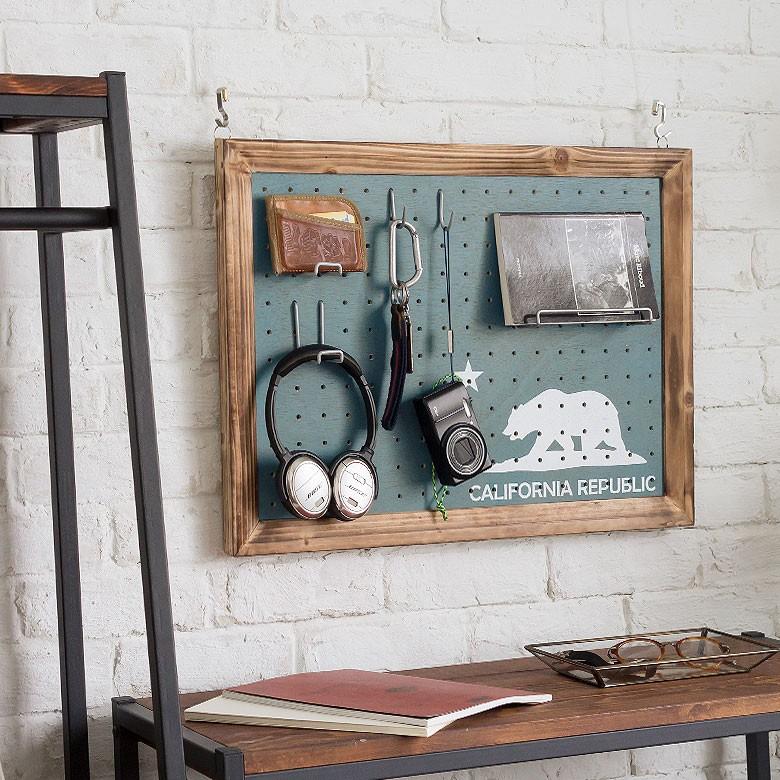 パンチングボードベア イラスト ブルー 壁掛け 有孔ボード ペグボード 約30mm 収納 青 フレーム パネル フック ディスプレイ ウォールデコレーション 66430 | ブランド登録なし | 05