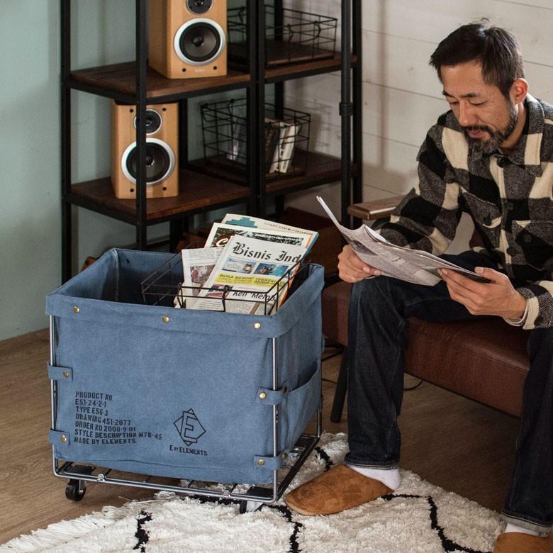 ランドリーバスケット ユーティリティバスケット ネイビー キャスター付き ミリタリー バスケットワゴン 収納 ランドリーワゴン マルチボックス 新生活 66460 | ELEMENTS（インテリア） | 02