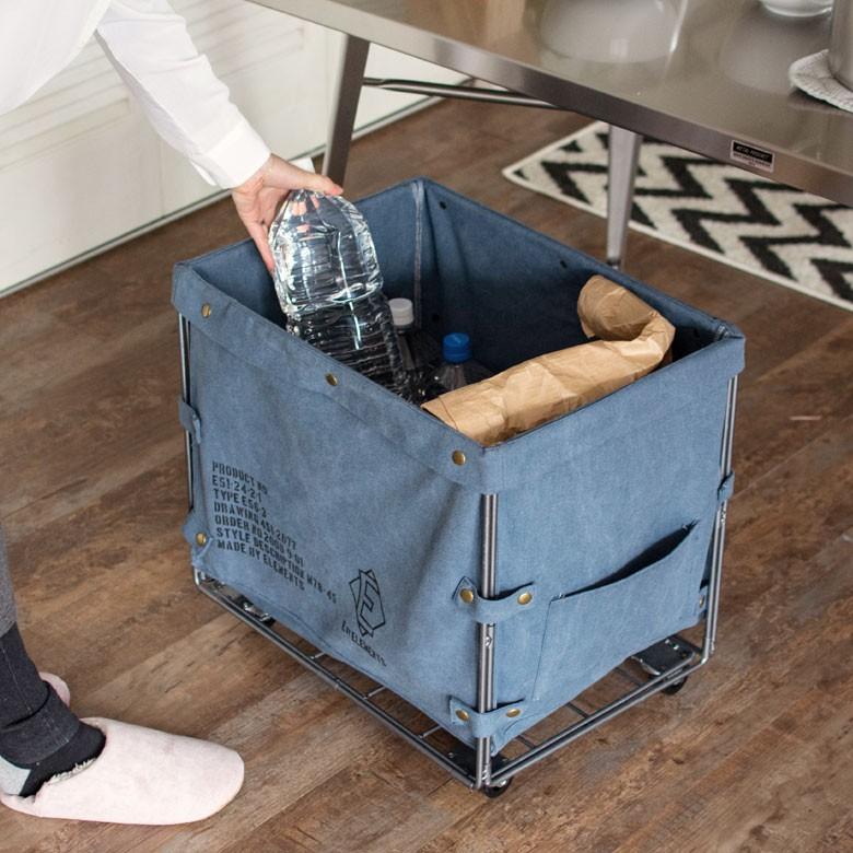 ランドリーバスケット ユーティリティバスケット ネイビー キャスター付き ミリタリー バスケットワゴン 収納 ランドリーワゴン マルチボックス 新生活 66460 | ELEMENTS（インテリア） | 05