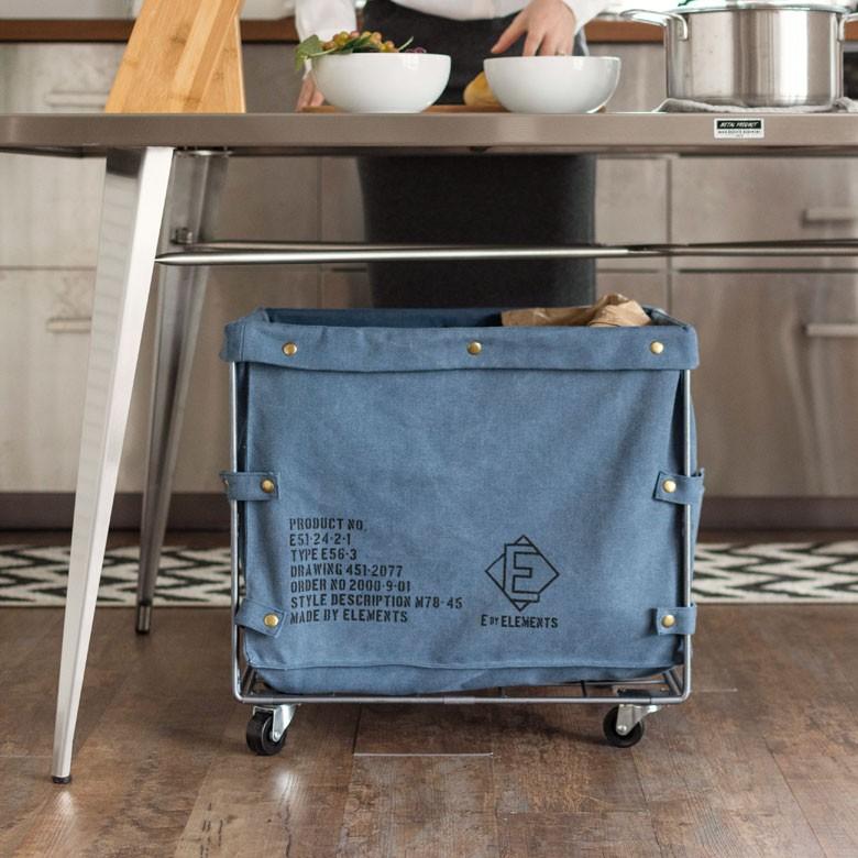 ランドリーバスケット ユーティリティバスケット ネイビー キャスター付き ミリタリー バスケットワゴン 収納 ランドリーワゴン マルチボックス 新生活 66460 | ELEMENTS（インテリア） | 06