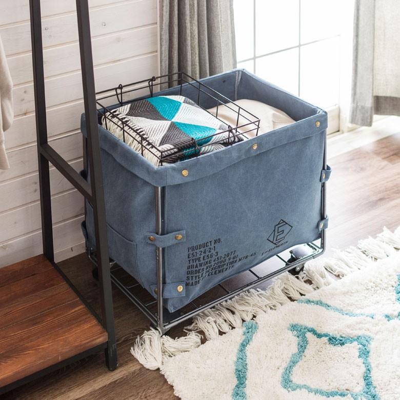 ランドリーバスケット ユーティリティバスケット ネイビー キャスター付き ミリタリー バスケットワゴン 収納 ランドリーワゴン マルチボックス 新生活 66460 | ELEMENTS（インテリア） | 07
