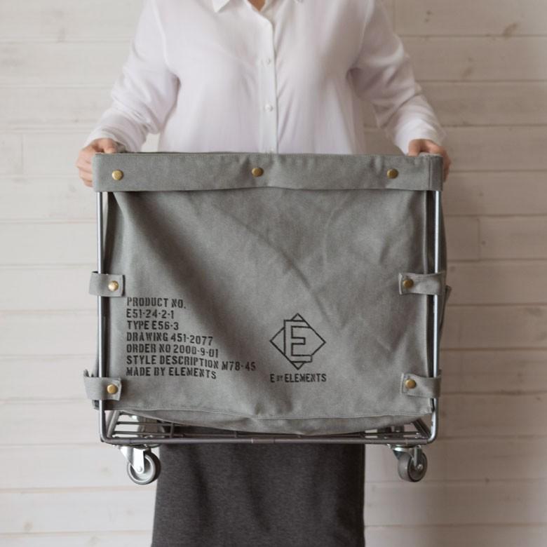 ランドリーバスケット ユーティリティバスケット グレー キャスター付き ミリタリー バスケットワゴン 収納 ランドリーワゴン マルチボックス 新生活 66462 | ELEMENTS（インテリア） | 03