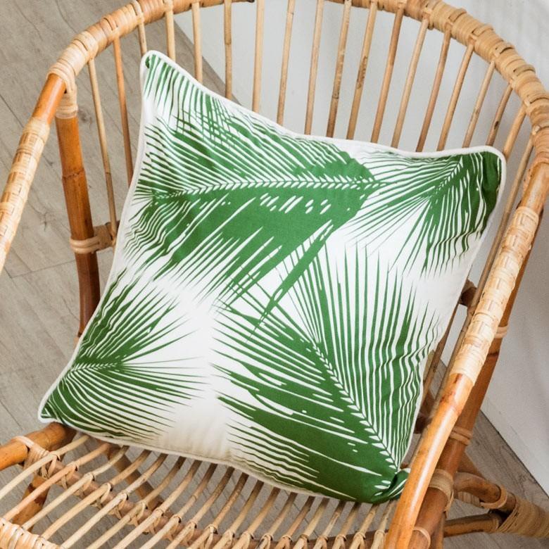 クッションカバー 50 50 グリーン アジア 正方形 おしゃれ 模様替え 一人暮らし パームリーフ ヤシの木