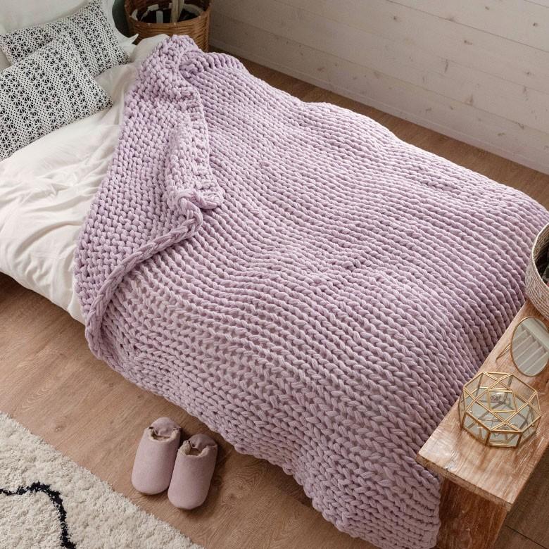 ブランケット 膝掛け ひざ掛け 約140×200cm 大判 ラベンダーピンク