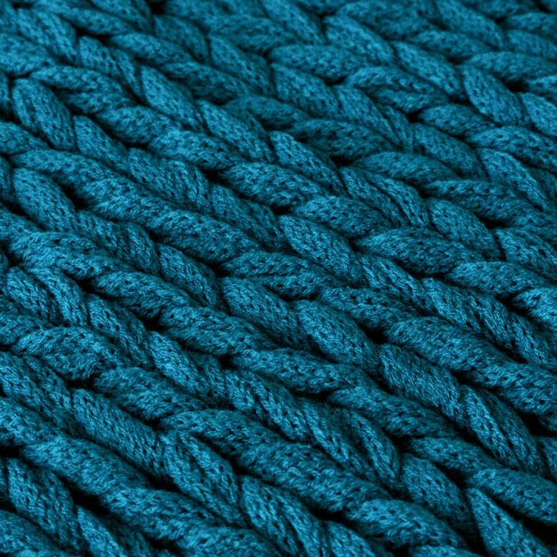 ブランケット 膝掛け ひざ掛け 約140×200cm 大判 ピーコックブルー 手編み チャンキーニット 毛布 ローゲージニット もこもこ ポンチョ 冬 66532-gn | ブランド登録なし | 01