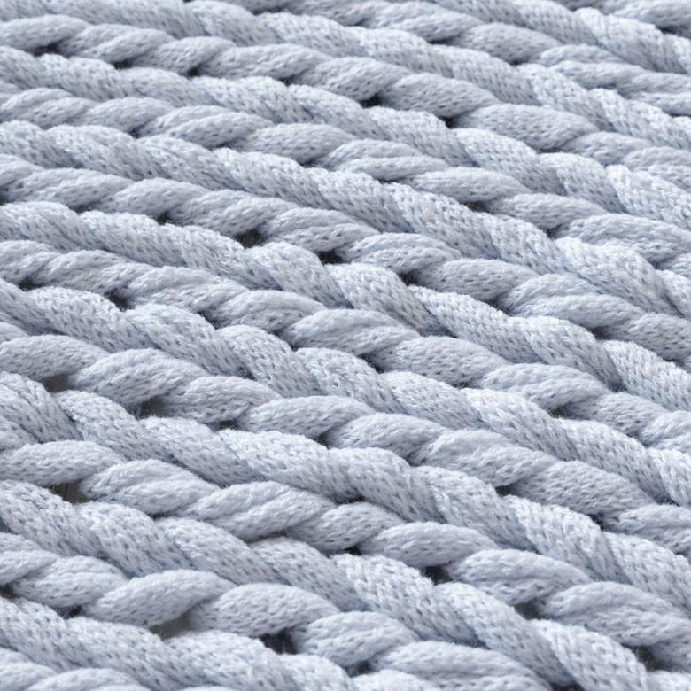 ブランケット 膝掛け ひざ掛け 約140×200cm 大判 ペールブルー 手編み チャンキーニット 毛布 ローゲージニット もこもこ ポンチョ 冬 66532-ig | ブランド登録なし | 01