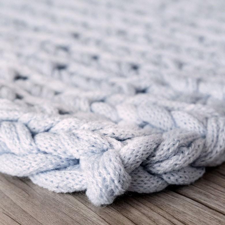 ブランケット 膝掛け ひざ掛け 約140×200cm 大判 ペールブルー 手編み チャンキーニット 毛布 ローゲージニット もこもこ ポンチョ 冬 66532-ig | ブランド登録なし | 05