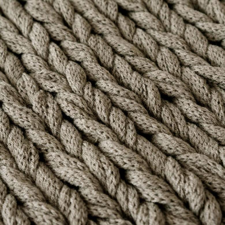 ブランケット 膝掛け ひざ掛け 約140×200cm 大判 カーキグレー 手編み チャンキーニット 毛布 ローゲージニット もこもこ ポンチョ 冬 66532-mo | ブランド登録なし | 01