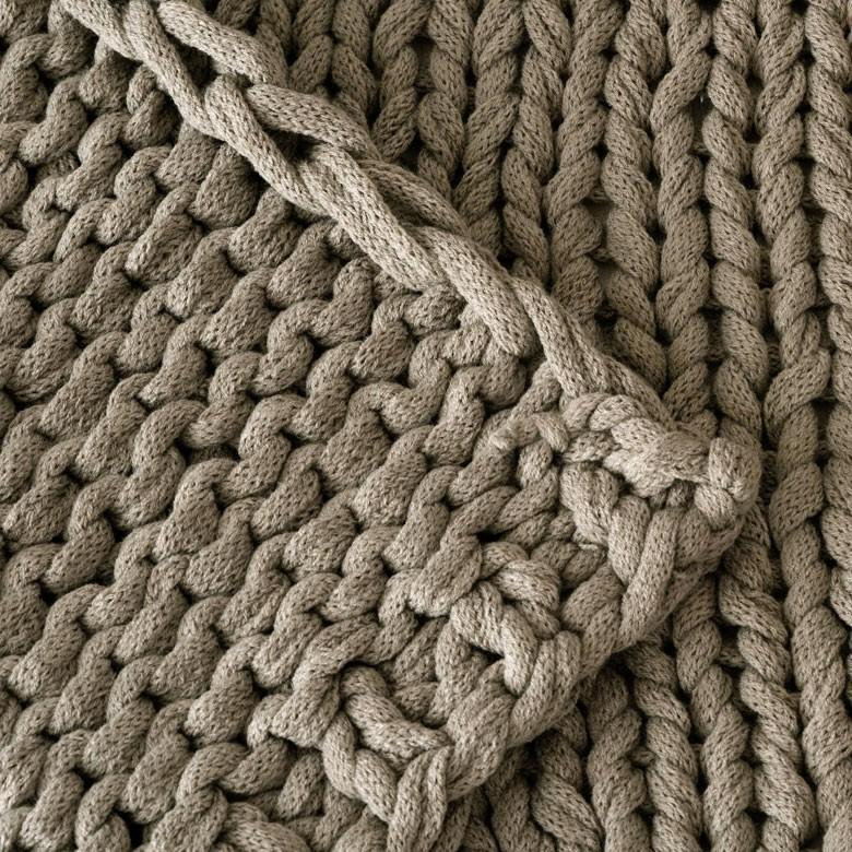 ブランケット 膝掛け ひざ掛け 約140×200cm 大判 カーキグレー 手編み チャンキーニット 毛布 ローゲージニット もこもこ ポンチョ 冬 66532-mo | ブランド登録なし | 04