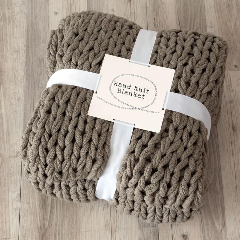 ブランケット 膝掛け ひざ掛け 約140×200cm 大判 カーキグレー 手編み チャンキーニット 毛布 ローゲージニット もこもこ ポンチョ 冬 66532-mo | ブランド登録なし | 06