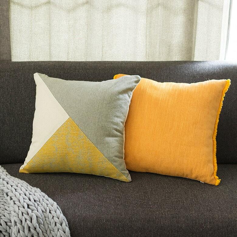 クッションカバー カラーブロック リネン 約45×45cm クッション おしゃれ 北欧 かわいい 正方形 四角 45角 腰あて ピロークッション ファブリック 66556 | ブランド登録なし | 01