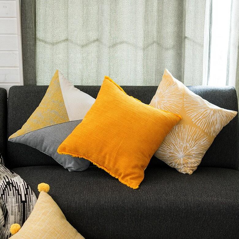 クッションカバー フリンジ付き リネンキャンバス 約45×45cm クッション おしゃれ かわいい 正方形 四角 45角 腰あて ピロークッション ファブリック 66557 | ブランド登録なし | 01