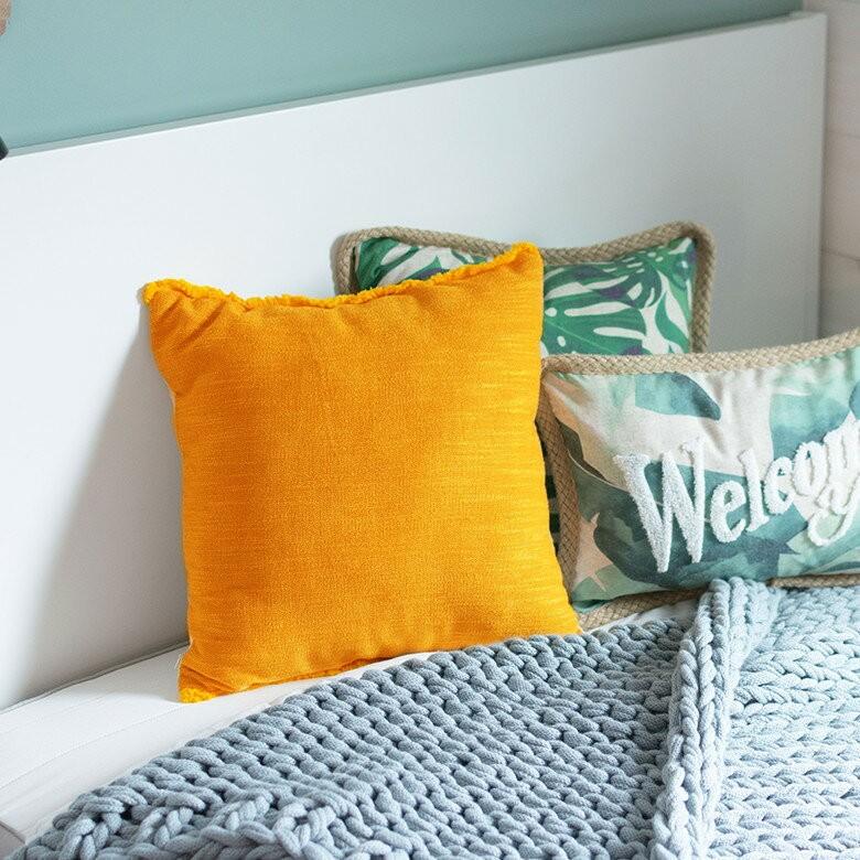 クッションカバー フリンジ付き リネンキャンバス 約45×45cm クッション おしゃれ かわいい 正方形 四角 45角 腰あて ピロークッション ファブリック 66557 | ブランド登録なし | 04