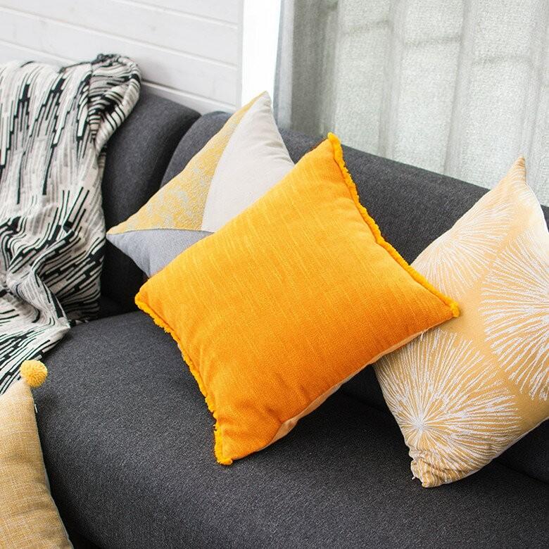 クッションカバー フリンジ付き リネンキャンバス 約45×45cm クッション おしゃれ かわいい 正方形 四角 45角 腰あて ピロークッション ファブリック 66557 | ブランド登録なし | 05