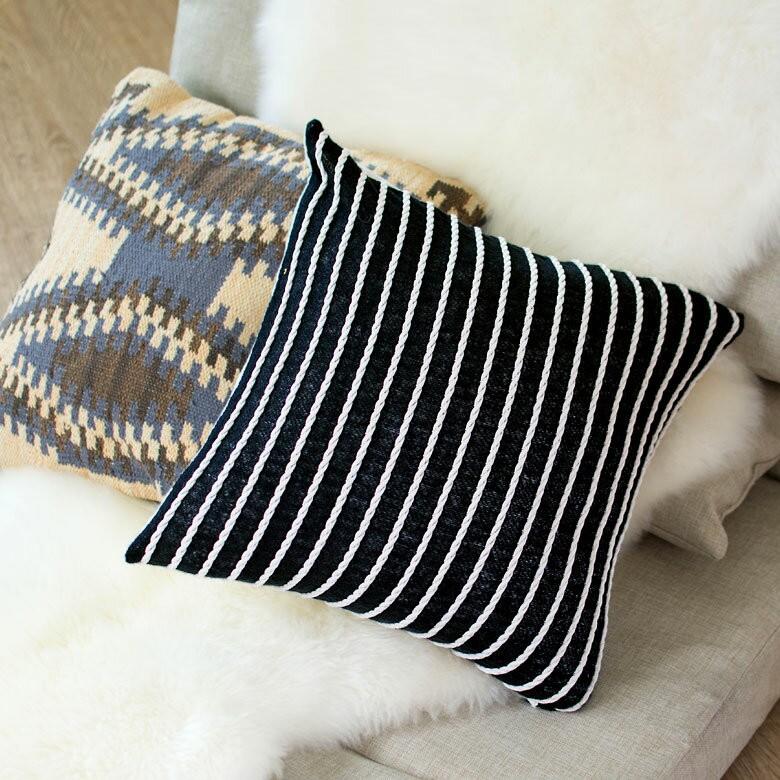 クッションカバー 約45×45cm 正方形 ロープストライプ柄 ボーダー