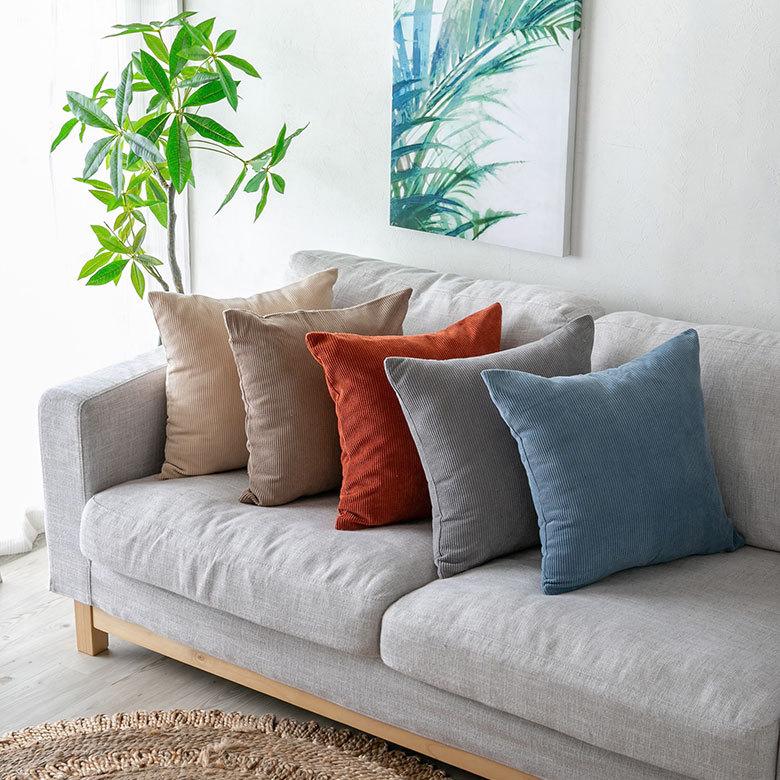 メール便対応 クッション カバー コーデュロイ 洗濯可 洗える シンプル 無地 おしゃれ  春 夏 秋 冬 ナチュラル 北欧 西海岸 ハワイアン リゾート 66570 | ブランド登録なし | 21