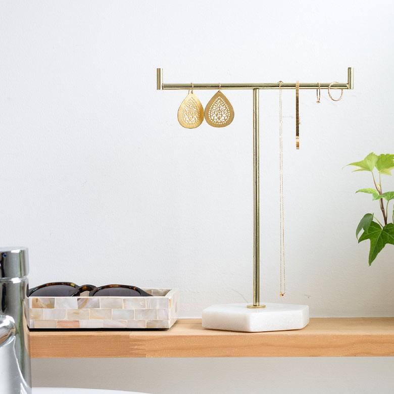 アクセサリースタンド ピアススタンド ネックレス ジュエリー スタンド 大理石 指輪 リング ブレスレット バングル サングラス 眼鏡 ディスプレイ 収納 66582 | ELEMENTS（インテリア） | 06