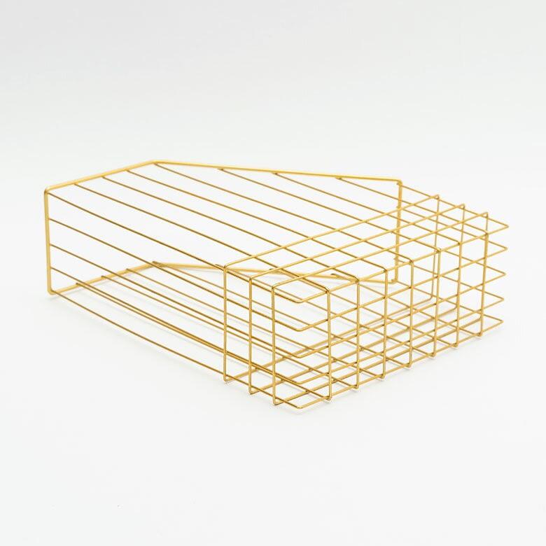 ワイヤーラック ファイル収納 ファイルスタンド マガジンラック アンティーク調 ゴールド ファイル レター マガジン ボックス スタンド インテリア 雑貨 66591 | ELEMENTS（インテリア） | 06