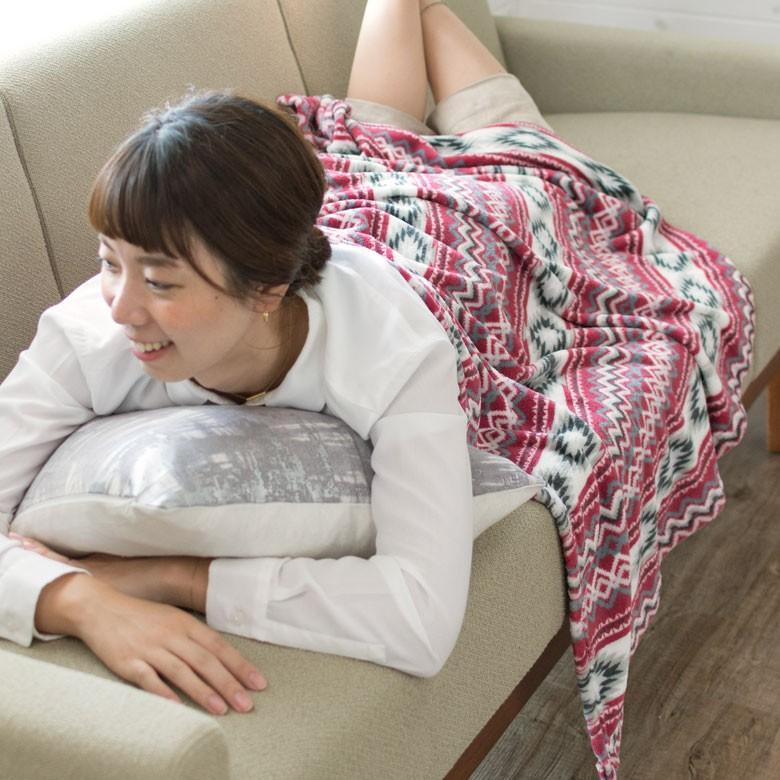 フリースブランケット 約100×140cm ブランケット 膝掛け ひざ掛け 毛布 大判 アズテック柄 おしゃれ 冬 肩掛 ふんわり ポンチョ 66604 | ブランド登録なし | 08