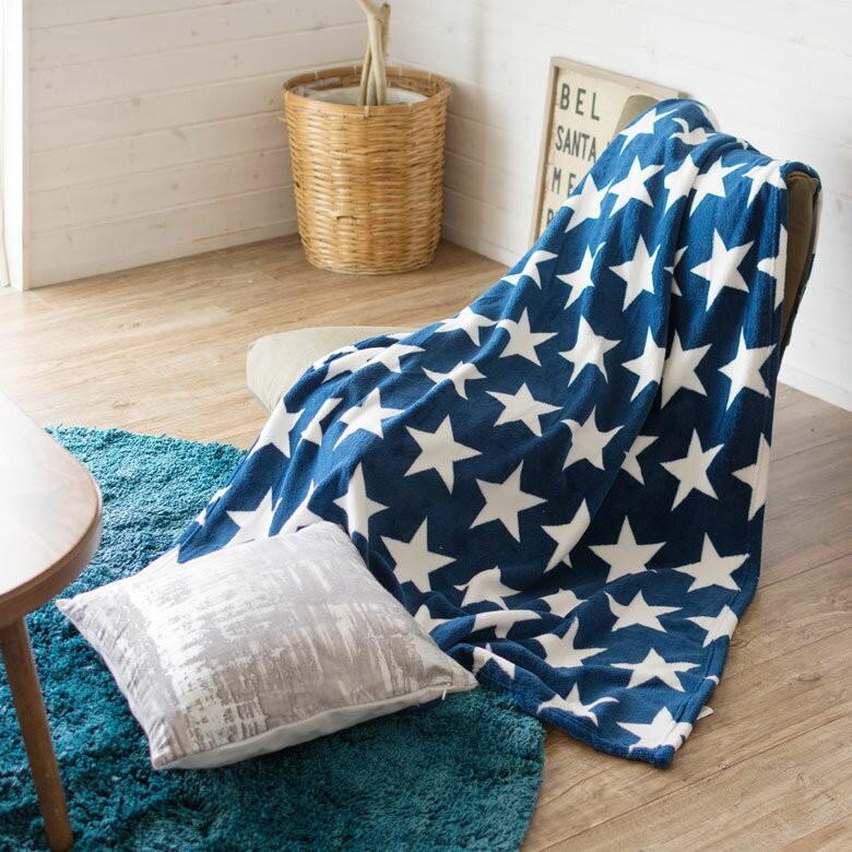 フリースブランケット 約100×140cm ブランケット 膝掛け ひざ掛け 毛布 大判 星柄 おしゃれ 冬 肩掛 ふんわり ポンチョ 66606 | ブランド登録なし | 03