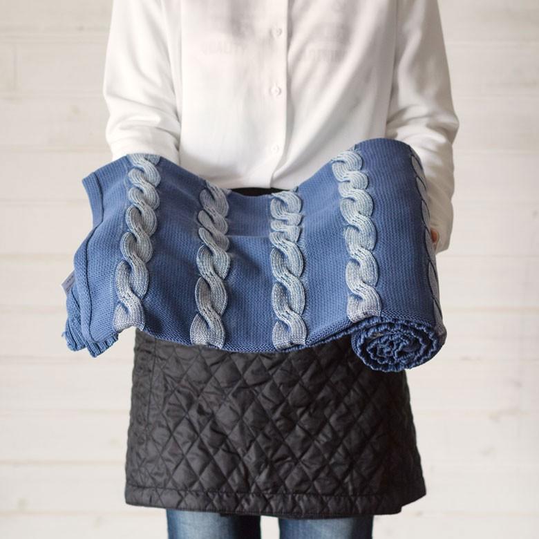 フリースブランケット 約100×140cm ブランケット 膝掛け ひざ掛け 毛布 大判 ケーブルニット おしゃれ 冬 肩掛 ふんわり ポンチョ 66611 | ELEMENTS（インテリア） | 05