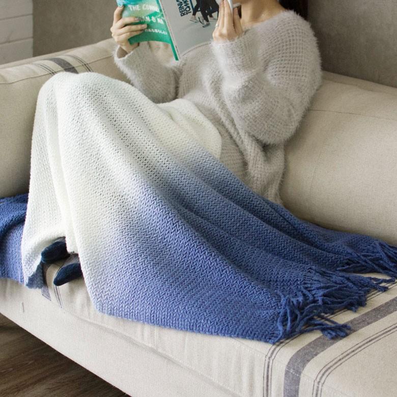 グラデーションブランケット 約100×140cm ブランケット 膝掛け ひざ掛け 毛布 大判 フリンジ おしゃれ 冬 肩掛 ふんわり ポンチョ 66612 | ブランド登録なし | 12