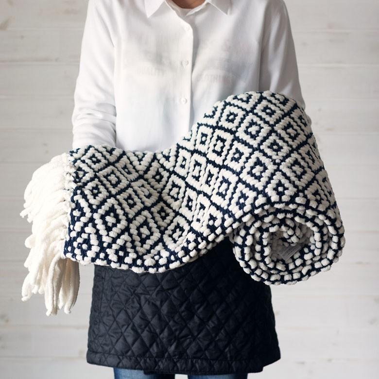 ニットブランケット ダイヤモンド柄 約100×140cm ブランケット ひざ掛け 大判 膝掛け ニット 冬 もこもこ 北欧 可愛い 66615 | ブランド登録なし | 08