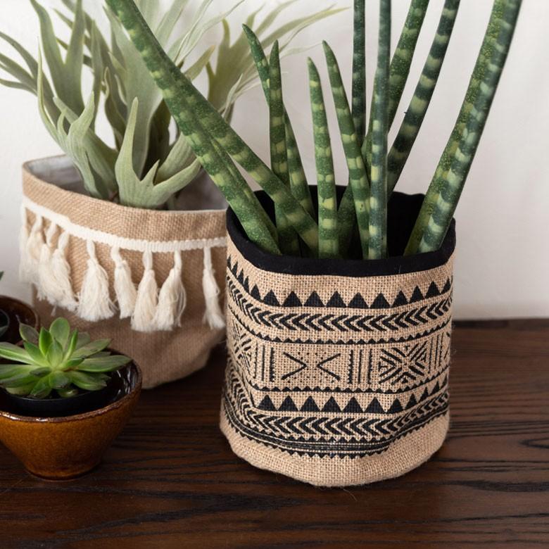 プランツカバー 鉢植え カバー 麻袋 鉢 ジュート バスケット グリーン