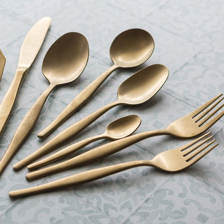 フォーク ディナーフォーク マット ゴールド色 金色 つや消し ステンレス テーブルセッティング ヴェリーノ キッチン用品 66658 | ELEMENTS（インテリア） | 12