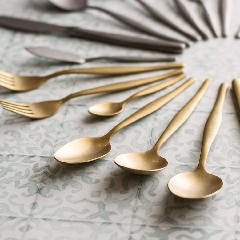 スプーン デザートスプーン マット ゴールド色 金色 つや消し ステンレス テーブルセッティング ヴェリーノ キッチン用品 結婚祝 食洗機対応 66662 | ブランド登録なし | 07