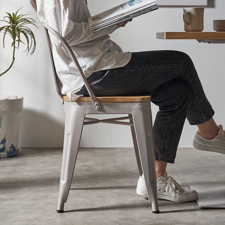 椅子 ダイニングチェア 一人掛け おしゃれ スチール製 チェアー スタッキング 黒×ブラウン 積み重ね 食卓イス オフィス家具 66682 | ELEMENTS（インテリア） | 15