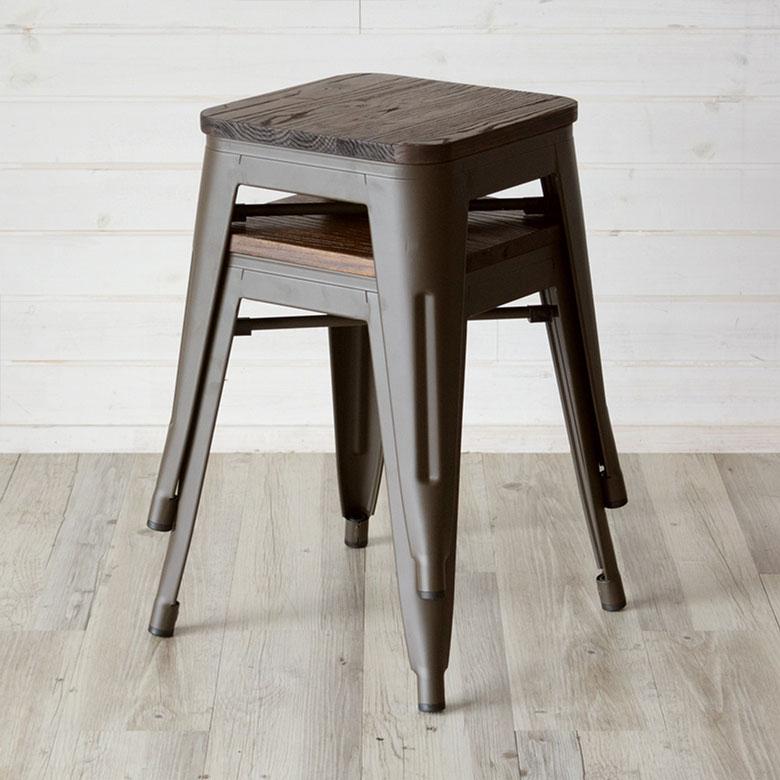 椅子 スツール ダイニングチェア おしゃれ スチール製 完成品 チェアー スタッキング 黒×ブラウン 積み重ね イス オフィス家具 66683 | ELEMENTS（インテリア） | 18