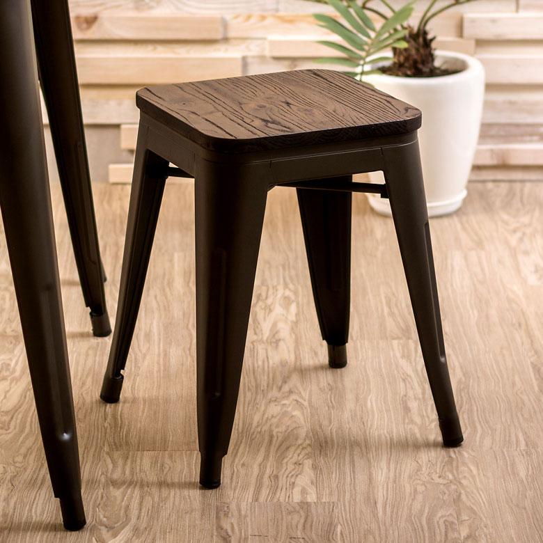 椅子 スツール ダイニングチェア おしゃれ スチール製 完成品 チェアー スタッキング 黒×ブラウン 積み重ね イス オフィス家具 66683 | ELEMENTS（インテリア） | 09