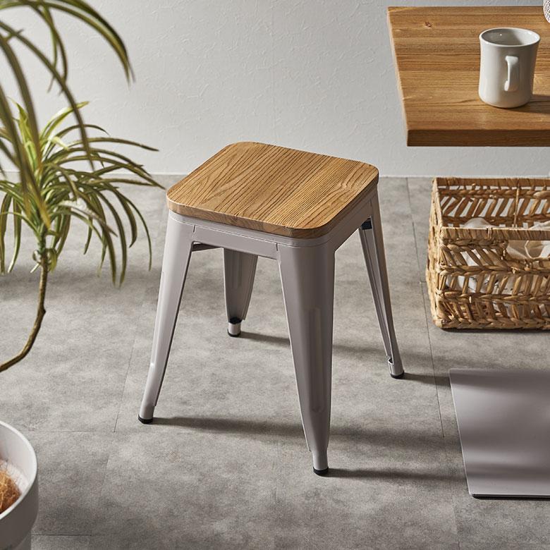 椅子 スツール ダイニングチェア おしゃれ スチール製 完成品 チェアー スタッキング 黒×ブラウン 積み重ね イス オフィス家具 66683 | ELEMENTS（インテリア） | 11