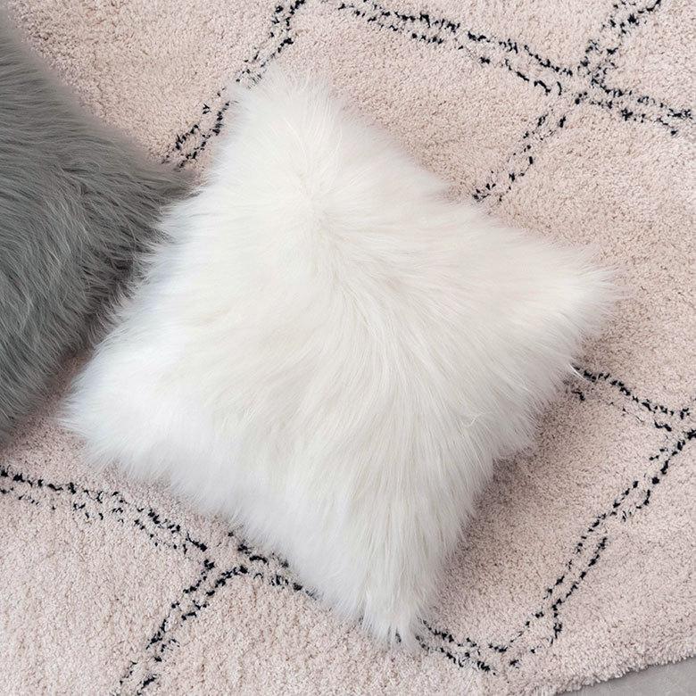 クッションカバー 約45×45cm ロングファー 正方形 グレー シンプル 上品 華やか 北欧 おしゃれ ファスナー付き 6668 | ブランド登録なし | 13