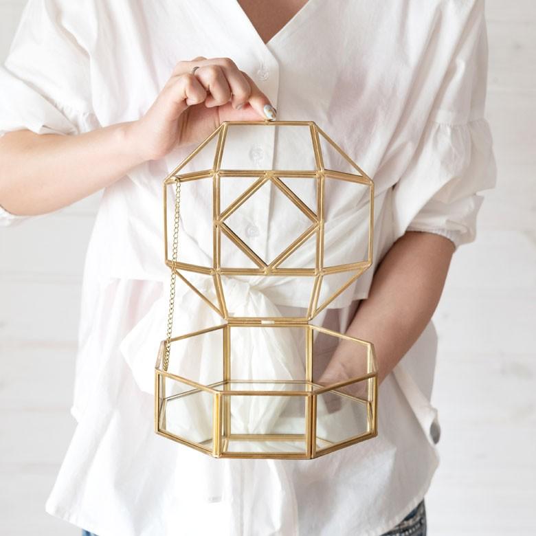 アクセサリーケース ジュエリーボックス 小物入れ アクセサリー ケース 収納 フタ付き ガラス 真鍮 ゴールド ディスプレイ ケース おしゃれ 透明 66712 | ブランド登録なし | 02