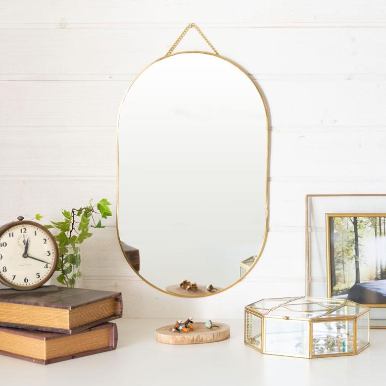 壁掛けミラー インテリアミラー オーバル型 オーバルタイプ 壁掛け 吊り下げ アンティーク調 スタンドミラー 鏡 かがみ カガミ インテイリア 66714 | ELEMENTS（インテリア） | 08