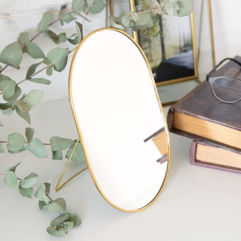 スタンドミラー 鏡 かがみ カガミ ミラー 卓上鏡 テーブル アンティーク調 コンパクト オーバル 化粧鏡 可愛い メイクアップミラー 軽量 インテリア雑貨 66715 | ELEMENTS（インテリア） | 03