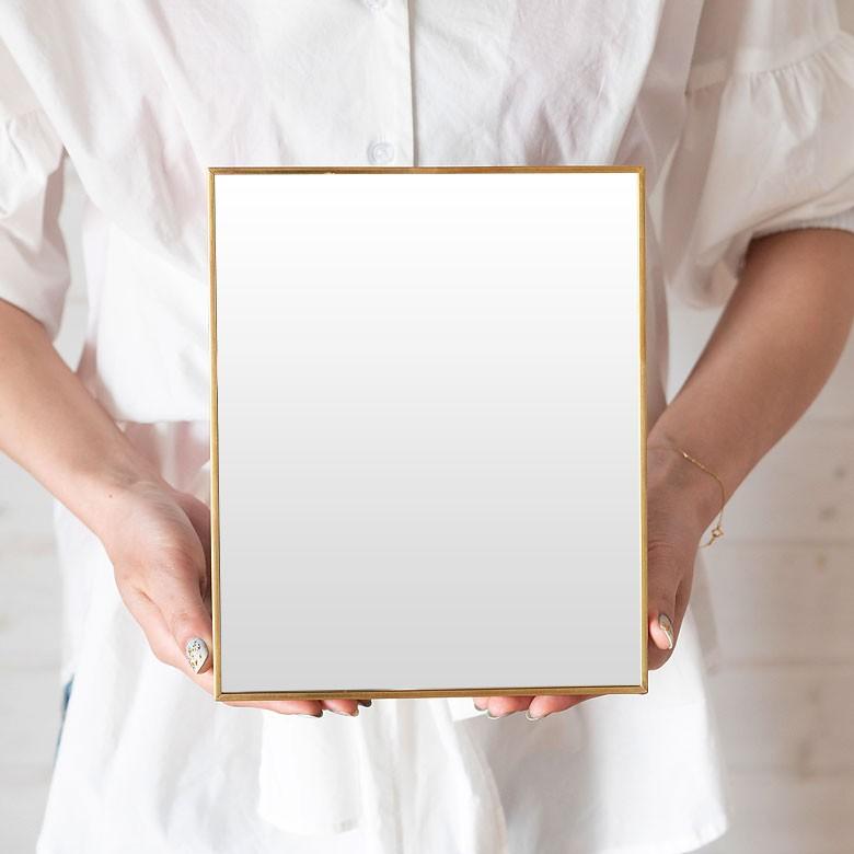 スタンドミラー 鏡 かがみ カガミ ミラー 卓上鏡 テーブル アンティーク調 四角 スクエア Lサイズ 化粧鏡 可愛い メイクアップミラー 軽量 インテリア雑貨 66716 | ELEMENTS（インテリア） | 02