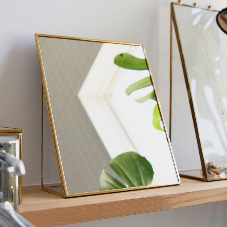 スタンドミラー 鏡 かがみ カガミ ミラー 卓上鏡 テーブル アンティーク調 四角 スクエア Lサイズ 化粧鏡 可愛い メイクアップミラー 軽量 インテリア雑貨 66716 | ELEMENTS（インテリア） | 03