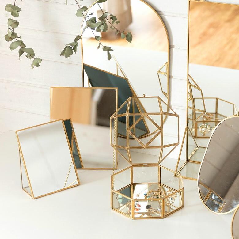 スタンドミラー 鏡 かがみ カガミ ミラー 卓上鏡 テーブル アンティーク調 四角 スクエア Lサイズ 化粧鏡 可愛い メイクアップミラー 軽量 インテリア雑貨 66716 | ELEMENTS（インテリア） | 07