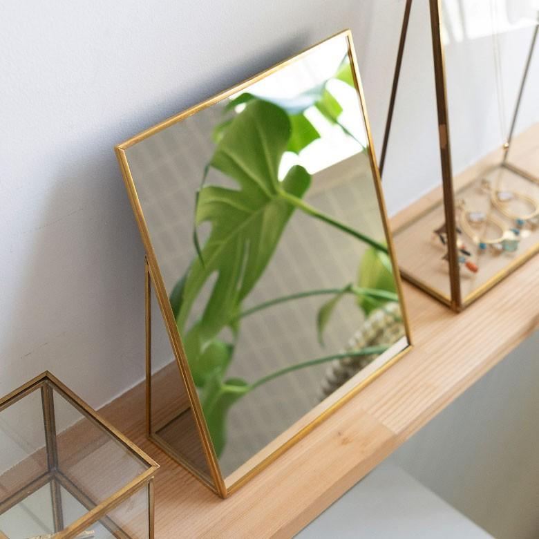 スタンドミラー 鏡 かがみ カガミ ミラー 卓上鏡 テーブル アンティーク調 四角 スクエア Lサイズ 化粧鏡 可愛い メイクアップミラー 軽量 インテリア雑貨 66716 | ELEMENTS（インテリア） | 09