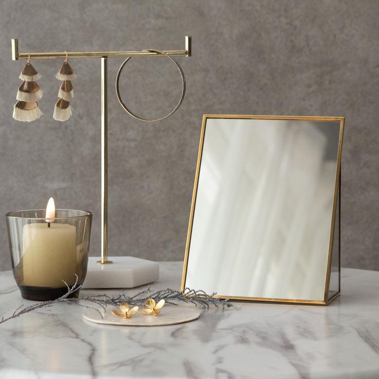 スタンドミラー 鏡 かがみ カガミ ミラー 卓上鏡 テーブル アンティーク調 四角 スクエア Sサイズ 化粧鏡 可愛い メイクアップミラー 軽量 インテリア雑貨 66717 | ELEMENTS（インテリア） | 10