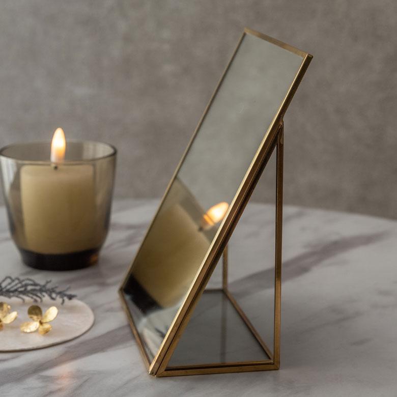 スタンドミラー 鏡 かがみ カガミ ミラー 卓上鏡 テーブル アンティーク調 四角 スクエア Sサイズ 化粧鏡 可愛い メイクアップミラー 軽量 インテリア雑貨 66717 | ELEMENTS（インテリア） | 12