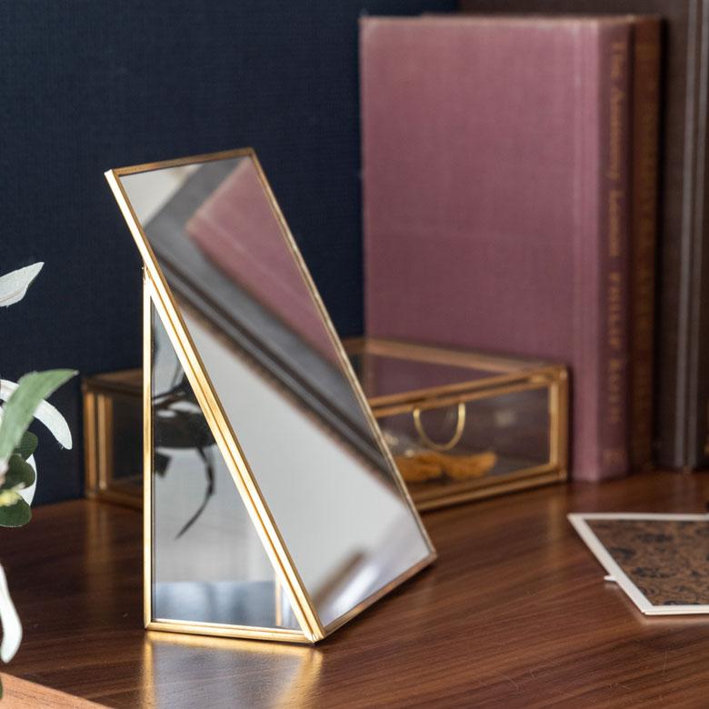 スタンドミラー 鏡 かがみ カガミ ミラー 卓上鏡 テーブル アンティーク調 四角 スクエア Sサイズ 化粧鏡 可愛い メイクアップミラー 軽量 インテリア雑貨 66717 | ELEMENTS（インテリア） | 14